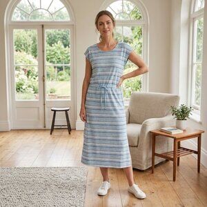 T by Talbots Blue Striped Dress